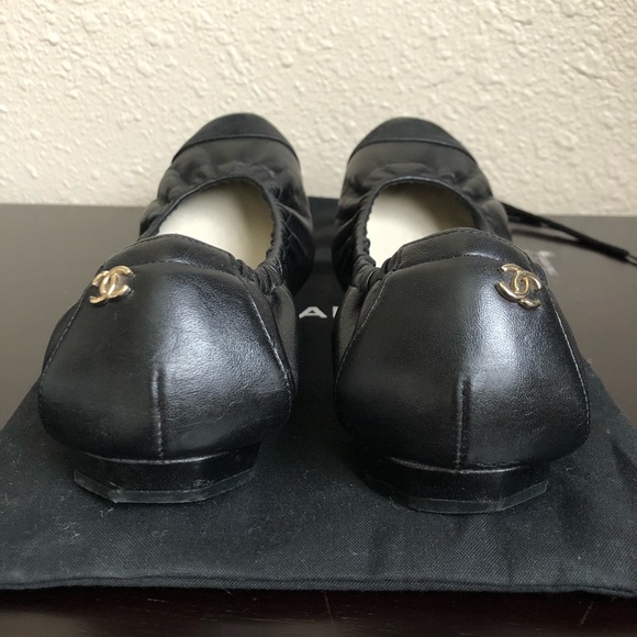 Chanel Classic Cap-toe Stretch Ballet Flats 37.5 - Picture 2 of 7